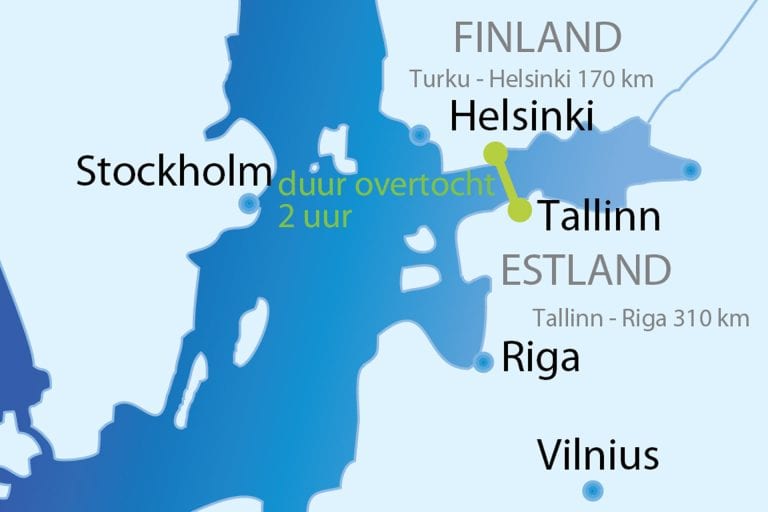 Overzichtskaart ferry overtocht Helsinki - Tallinn