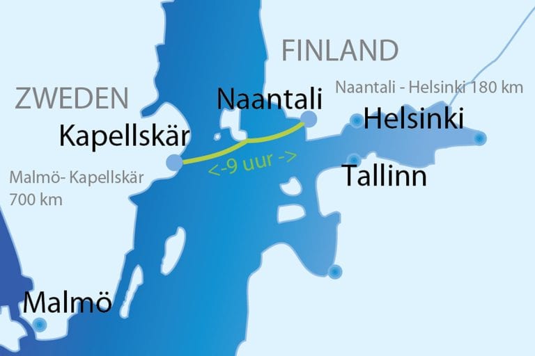 Overzichtskaart ferry overtocht Kapellskar - Naantali