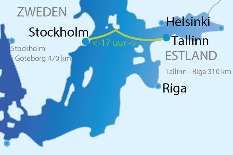 Overzichtskaart ferry overtocht Stockholm - Tallinn
