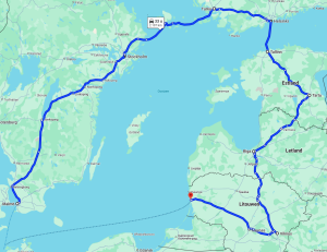 Routekaart autovakantie rondje Oostzee